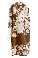 Fall 2000 Valentino Custom Made Haute Couture White Floral Silk Brocade Evening Coat