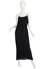 1980s Bill Blass Sequin & Beaded Black Silk Chiffon Dress