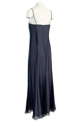 Spring 1999 Thierry Mugler Runway Documented Strapless Black & Ice Blue Chiffon Dress