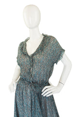1970s Scott Barrie Silk Chiffon Ruffle Dress