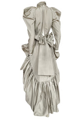 Runway 1981 Christian Dior by Marc Bohan Grey Silk Taffeta Ruffle Dress