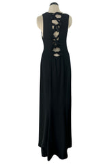 Stupendous Spring 2008 Valentino Original Runway Black Front & Back Plunge Bow Dress