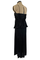 Spring 2004 Chloe By Phoebe Philo Black Slinky Nylon Jersey Runway Halter Dress