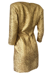 Fall 1991 Yves Saint Laurent Documented Gold Brocade Shift Dress