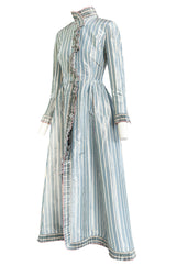 1998 Balmain by Oscar de la Renta Haute Couture Striped Silk Evening Coat Dress & Pant Set