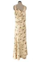 Rare & Beautiful 1920s E. L. Mayer Pale Gold Silk Flapper Dress w Lame & Rhinestone Detailing