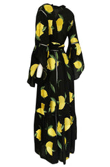 Recent We Are Leone "Amalfi Lemon" Wrap Dress Kimono Cover Up