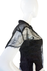 1990s Black Silk & Lace Galliano for Dior Top
