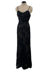 Superb 1970s Christian Dior by Marc Bohan Demi-Couture Net Lace Dress w Elaborate Beading