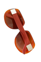 THE ROW x Linda Farrow Sunglasses Leather Accent Oversized Sunglasses