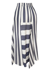 Early 1990s Issey Miyake Graphic Gray & White Elaborately Pleated Midi Skirt