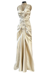 Dreamy Fall 2007 Christian Dior by John Galliano Champagne Silk Dress w Crystal Beading Detail