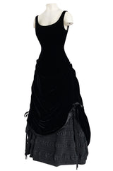Fall 1998 Christian Lacroix Runway Black Velvet Dress W Signature Puffed Silk Taffeta Underskirt