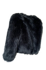 Recent Prada Deep Blue Grey Faux Fur Cropped 'Chubby' Jacket