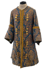 Remarkable Late 1800s Charles H. Fox Theatre Costume Gold & Blue Brocade Great Coat