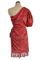Prettiest 2018 Isabel Marant Etoile Esther One Shoulder Red Floral Print Dress