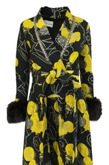 Important Fall 1970 Oscar de la Renta Ad Campaign Silk Brocade Dress