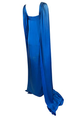 Fall 1978 Christian Dior Haute Couture Silk Satin Caped Sleeve Dress