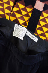 1970s Hermitt Velvet Print Maxi Skirt