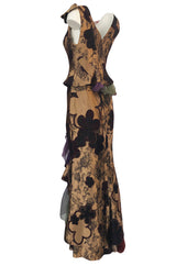 Fall 1992 Christian Lacroix Elaborate Gold & Silk Corset Top & Skirt