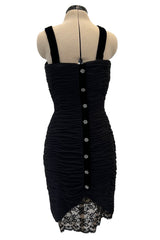 Fall 1988 Oscar de la Renta Miss O Gathered Dress w Incredible Back Button Finish