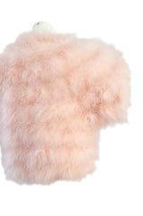 1960s Odette Barsa Pale Pink Ostrich Down Feather Cropped Bolero Jacket