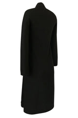 1960s Pierre Cardin Chic Sculpted Black Wool Button Detail Dress