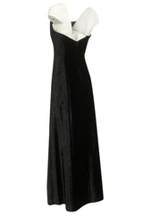 Austere 1980s Halston Strapless Liquid Black Silk Velvet Dress