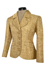 Fall 1977 or Fall 1980 Ady Couture Lausanne Yves Saint Laurent Haute Couture Copy Gold Metallic Thread Jacket