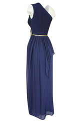 Museum Held 1975 Hubert de Givenchy Haute Couture One Shoulder Silk Dress w Matching Cape