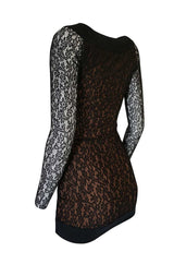 Documented F/W 1990 Azzedine Alaia Black Stretch Lace Dress