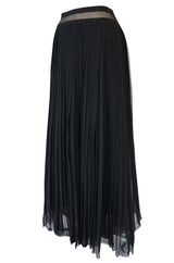 1970s Unlabeled Christian Dior Haute Couture Black Silk Chiffon Knife Pleated Skirt