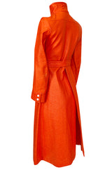 Iconic 1960s Andres Courreges Bright Orange  & White Vinyl Coat or Dress