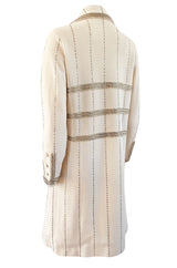 1960s Unlabeled Mr. Blackwell Beaded Ivory Wool Jersey Coat