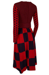 Documented 1971 Rudi Gernreich Red & Navy Check Dress w Belt