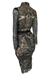 Fall 2010 Alexander McQueen Black Scalloped Lace Wrap Dress