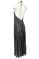 Spring 1976 Missoni Black & White Dot Print Liquid Jersey Plunge Bare Back Dress