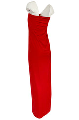 Iconic c1976 Halston Strapless Tie Front Sarong Red Jersey Dress