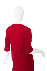 Rare 1959 James Galanos Red Felt Dress