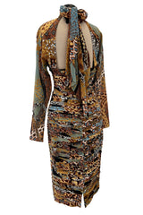 Ad Campaign Fall 2005 Versace by Donatella Versace Runway Silk Chiffon Backless Halter Dress