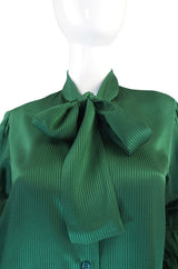 1970s Forest Green Yves Saint Laurent Silk Top