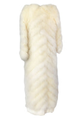 1970s Saks SFAntastic Ivory & Pale Yellow Down Feather Maxi Coat