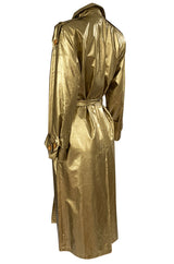 1980s Christian Dior Gold Coated Metallic Oversized Trench Coat