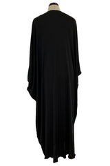 Easy to Wear 1970s Halston Simple & Chic Black Jersey Slip On Caftan Dress
