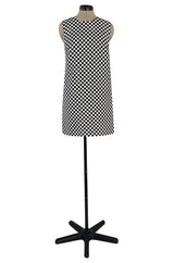 Rare Fall 1995 Gianni Versace Runway & Ad Campaign Black & White Check Shift Dress