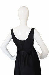 1960s Sculptural Black Silk Teal Traina "Tuxedo" Dress