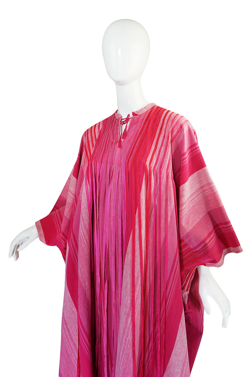 1960s Josefa Mexico Pink Cotton and Ribbon Caftan