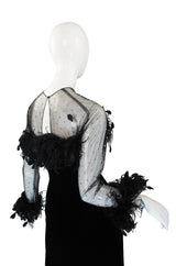 1970s Velvet & Feather Givenchy Gown