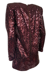 Fall 1996-97 Yves Saint Laurent Burgundy Sequin Micro Mini Dress or Tunic