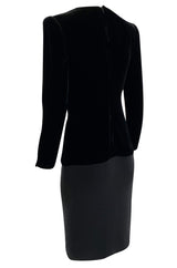 Fall 1985 Valentino Haute Couture Silk Crepe with Black Velvet & Crystal Bow Dress